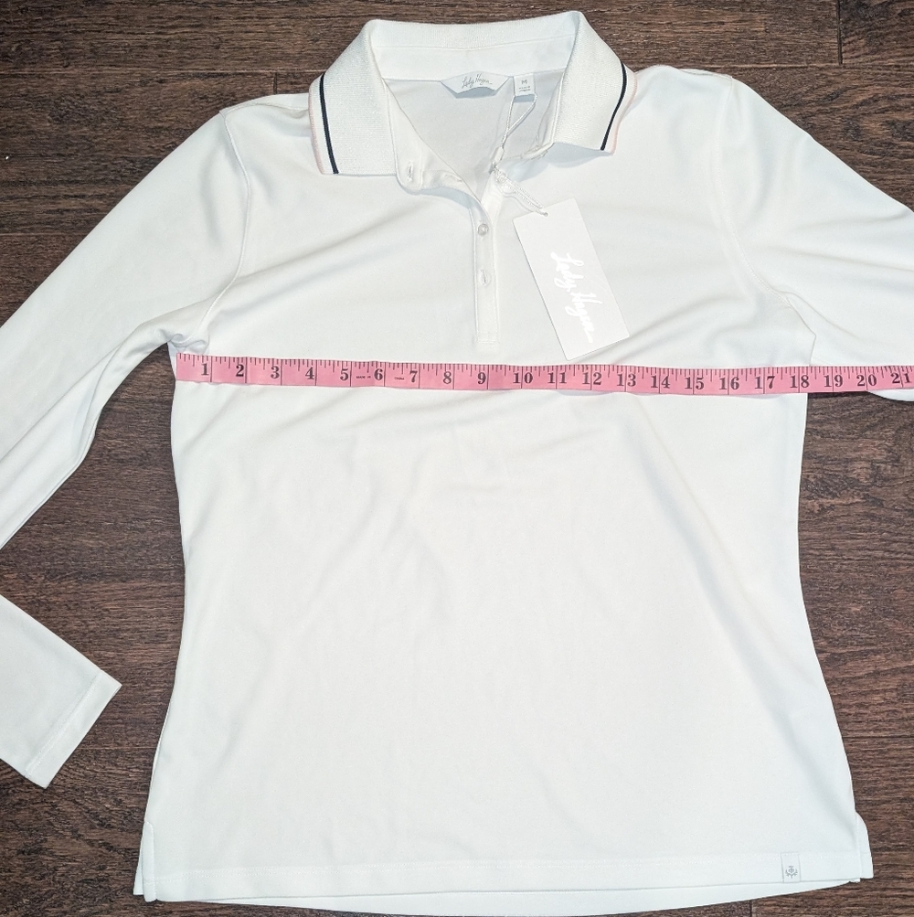 NWT Lady Hagen Long Sleeve Golf Polo UPF 50+ in White - Picture 6 of 7